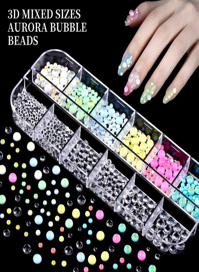 FANDAMEI Nail Charms, 8-Box Nail Charms and Gems, Fruit Bow Hawaii Flowers Petals 3D Nail Art Charms Bulk, Colorful Bubble Beads Nail Rhinestones, Gold Studs Flatback Nail Pearls for DIY - Image 4