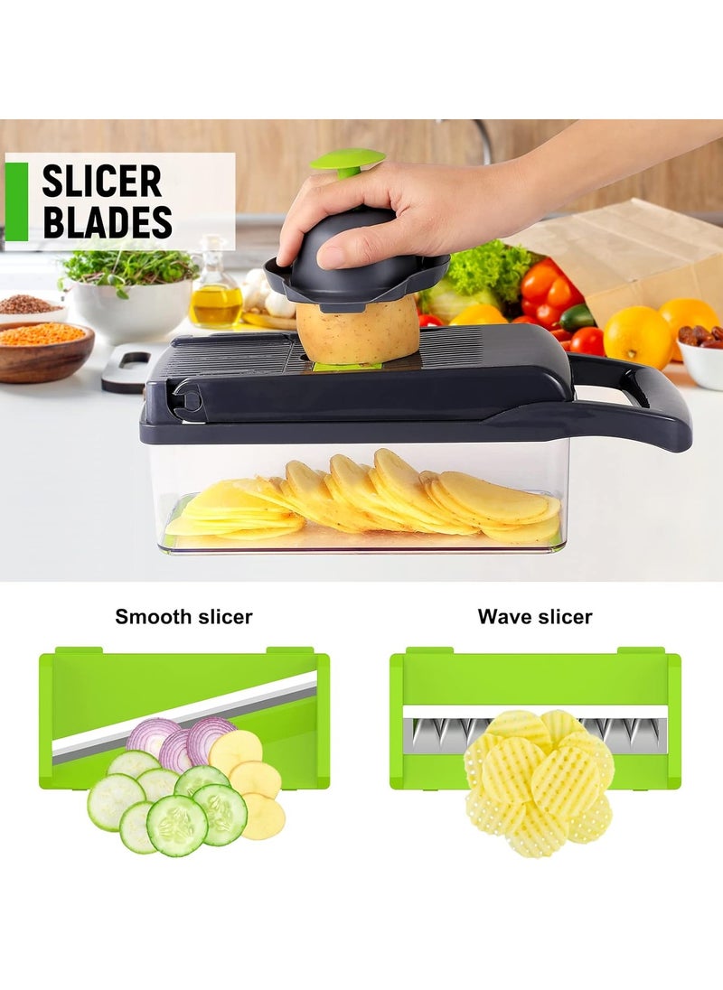 Xkimos - Vegetable Chopper 16 in 1 Slicer Multi-Function Adjustable Kitchen Vegetable Slicer Dicer - Dark Gray - Image 1