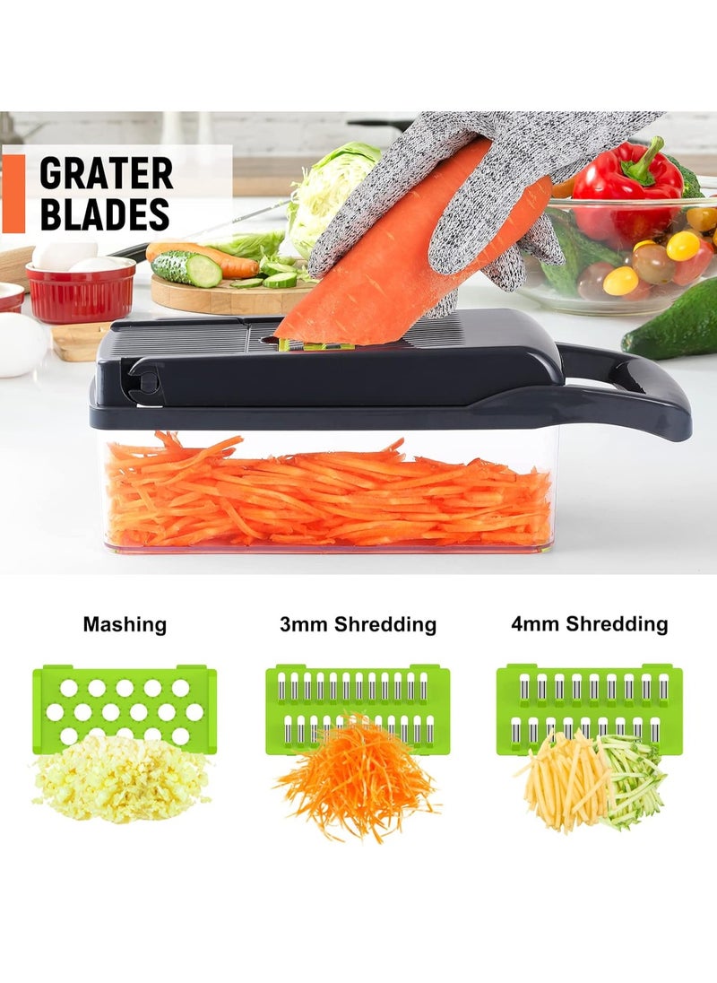 Xkimos - Vegetable Chopper 16 in 1 Slicer Multi-Function Adjustable Kitchen Vegetable Slicer Dicer - Dark Gray - Image 1