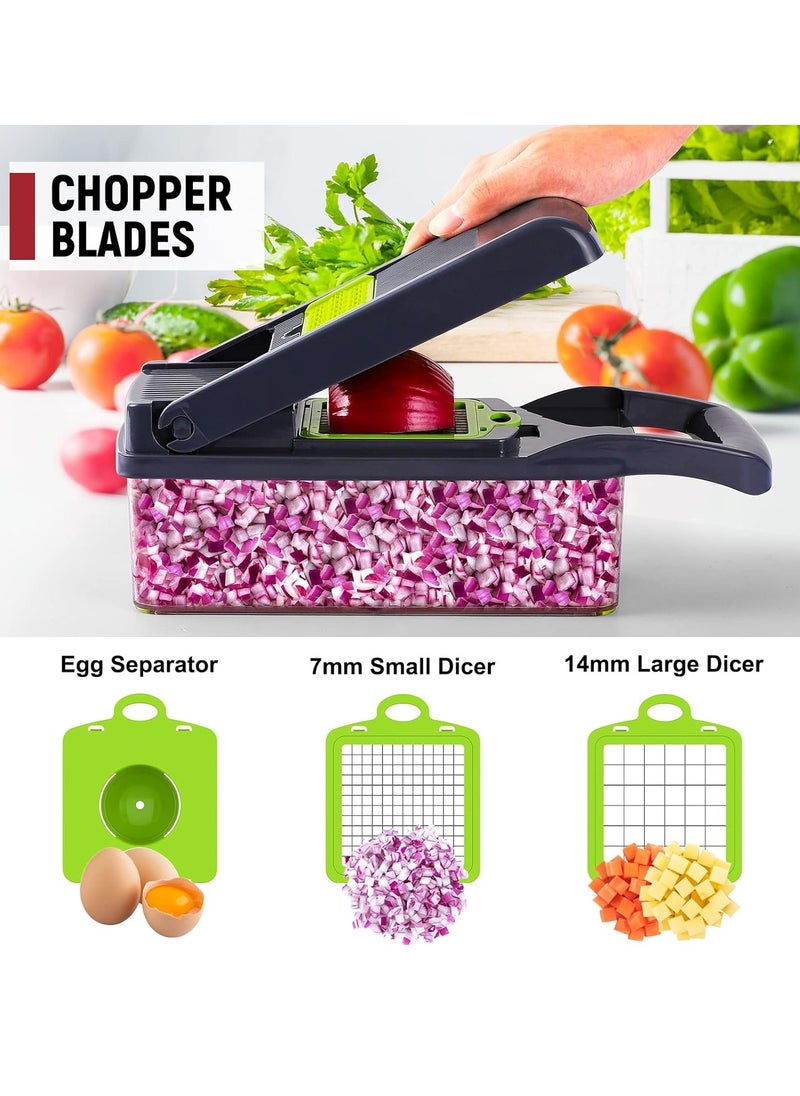 Xkimos - Vegetable Chopper 16 in 1 Slicer Multi-Function Adjustable Kitchen Vegetable Slicer Dicer - Dark Gray - Image 1
