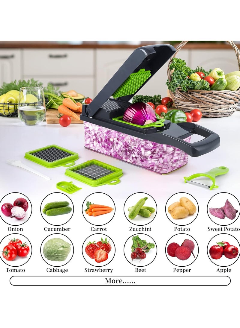 Xkimos - Vegetable Chopper 16 in 1 Slicer Multi-Function Adjustable Kitchen Vegetable Slicer Dicer - Dark Gray - Image 1