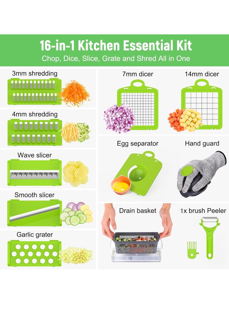 Xkimos - Vegetable Chopper 16 in 1 Slicer Multi-Function Adjustable Kitchen Vegetable Slicer Dicer - Dark Gray - Image 1
