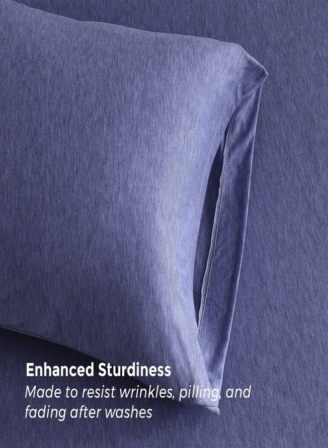 Pure Bedding Bed Sheets - Queen Sheet Set [6-Piece, Heather Navy] - Hotel Luxury 1800 Brushed Microfiber - Soft and Breathable - Deep Pocket Fitted Sheet, Flat Sheet, Pillow Cases - Image 4