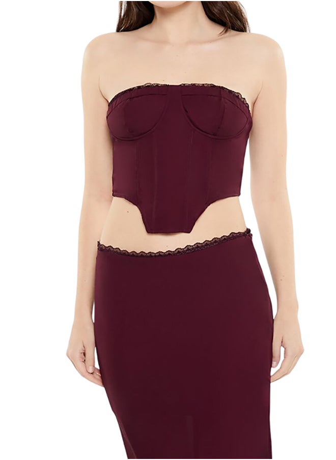 FOREVER 21 Lace-Trim Bustier Tube Crop Top  - Image 1