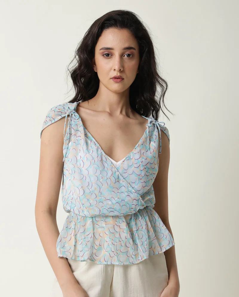 Rareism Women's Overlap Sheer Top