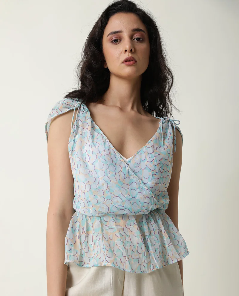 Rareism Women's Overlap Sheer Top