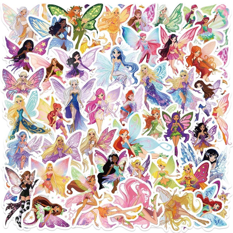 YOKSAS 50PCS Magical Fairy Stickers Pack â€“ Fantasy Butterfly Winged Fairies Stickers for Scrapbooking, Laptops, Water Bottles, Art Crafts, Aesthetic Vinyl Decals - Image 1