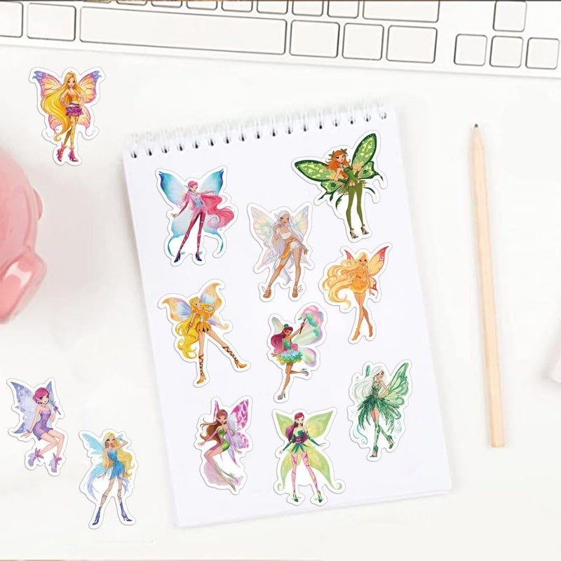 YOKSAS 50PCS Magical Fairy Stickers Pack â€“ Fantasy Butterfly Winged Fairies Stickers for Scrapbooking, Laptops, Water Bottles, Art Crafts, Aesthetic Vinyl Decals - Image 5