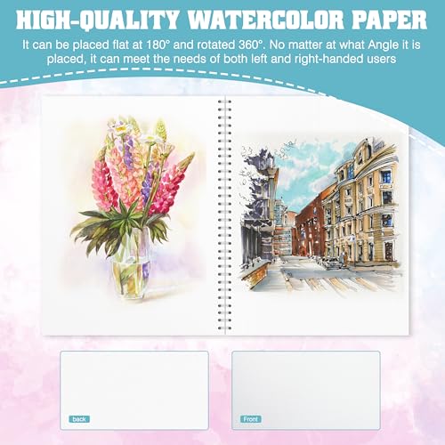 Sadoup Watercolor Paper Pad, Watercolor Sketchbook 7" x10” 140lb/300gsm, Spiral Bound Water Color Pad Journal and Sketchbook for Adults & Kids, Markers and Art Journaling - Image 4