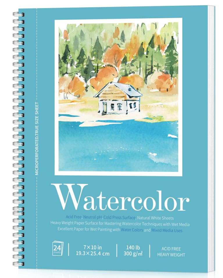 Sadoup Watercolor Paper Pad, Watercolor Sketchbook 7" x10” 140lb/300gsm, Spiral Bound Water Color Pad Journal and Sketchbook for Adults & Kids, Markers and Art Journaling - Image 1