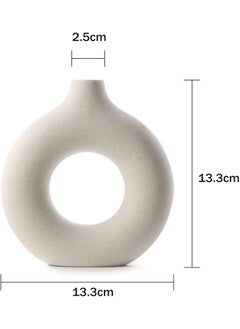 The Mug factory Round Ceramic Decorative Vase White Modern Nordic Ring Shape  - Image 3