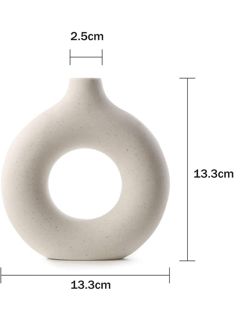 The Mug factory Round Ceramic Decorative Vase White Modern Nordic Ring Shape  - Image 3