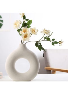 The Mug factory Round Ceramic Decorative Vase White Modern Nordic Ring Shape  - Image 2