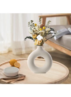 The Mug factory Round Ceramic Decorative Vase White Modern Nordic Ring Shape  - Image 4