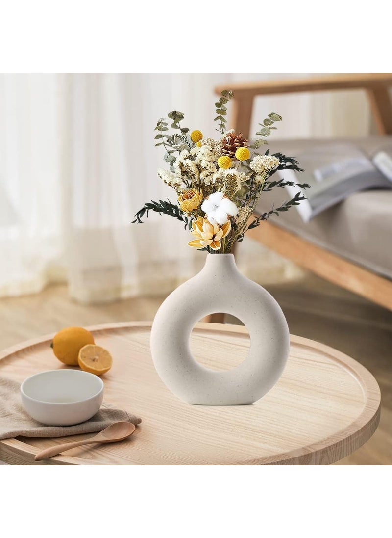The Mug factory Round Ceramic Decorative Vase White Modern Nordic Ring Shape  - Image 4