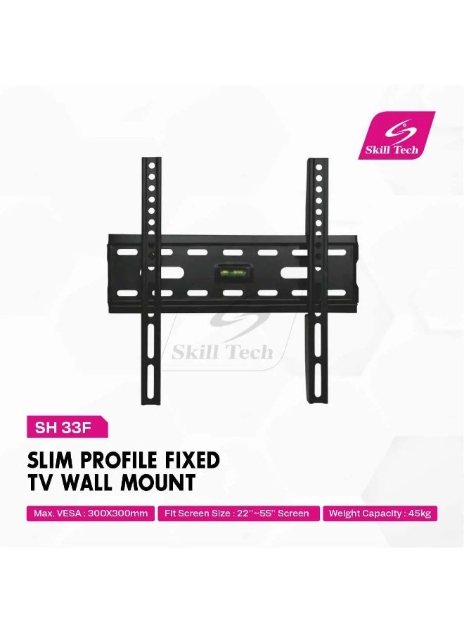 Skilltech SH 33F Slim Fixed TV Wall Mount Bracket for 22-55 Screens  Near-Flush 30mm Profile  Max VESA 300x300  Heavy-Duty 45kg (3X Safety Tested) Universal LEDCurved - Image 3