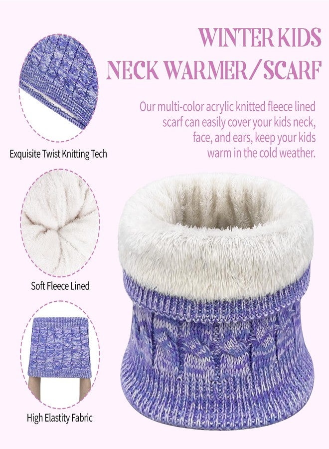 Beurlike Kids Winter Hat Gloves Scarf Set Warm Fleece Beanie with Pom Knit Neck Warmer Mittens for Boys Girls Ages 3-8（Purple） - Image 5