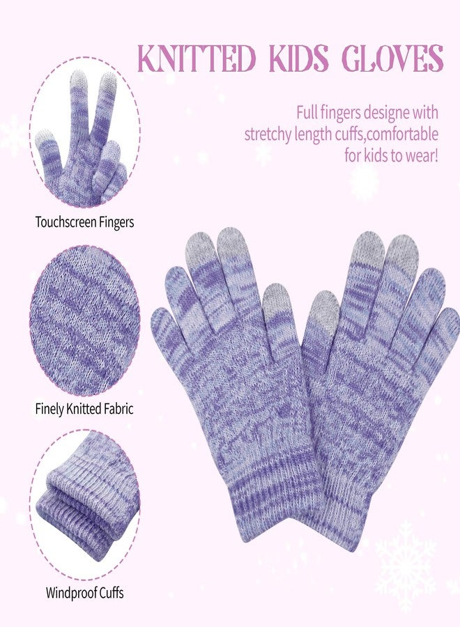 Beurlike Kids Winter Hat Gloves Scarf Set Warm Fleece Beanie with Pom Knit Neck Warmer Mittens for Boys Girls Ages 3-8（Purple） - Image 4