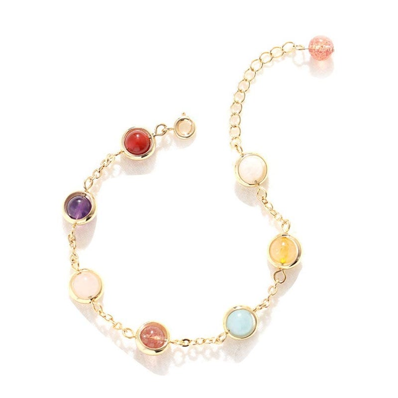 KASTWAVE 14K Gold Plated Delicate Multi Color Crystal Bracelet for Girls Women Valentine's Day Jewelry Gifts - Image 2