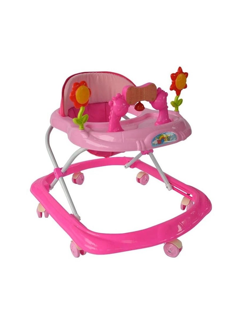 BABYCARA Baby Walker Music & Light Function With 3 Position Height Adjustable Pink  - Image 1