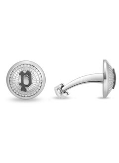 Decode Cufflinks for Men Netted Design with Silver and Grey 'P' Logo