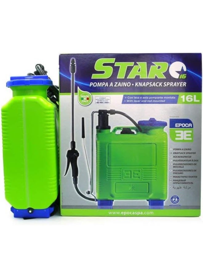 Star Epoca Star 16L Knapsack Sprayer, Made in Italy, Adjustable Pressure Regulator, Ergonomic Design – Ideal for Home Gardening, Landscapers, Farmers and Agricultural Use - Image 1
