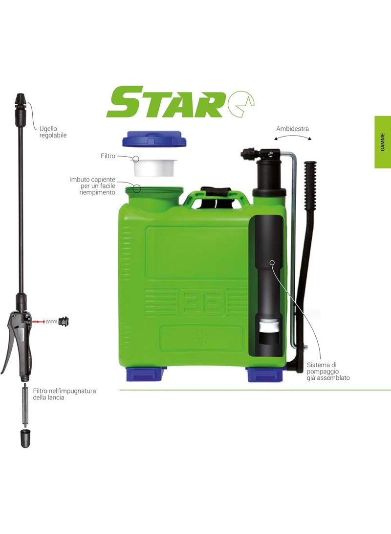 Star Epoca Star 16L Knapsack Sprayer, Made in Italy, Adjustable Pressure Regulator, Ergonomic Design – Ideal for Home Gardening, Landscapers, Farmers and Agricultural Use - Image 4