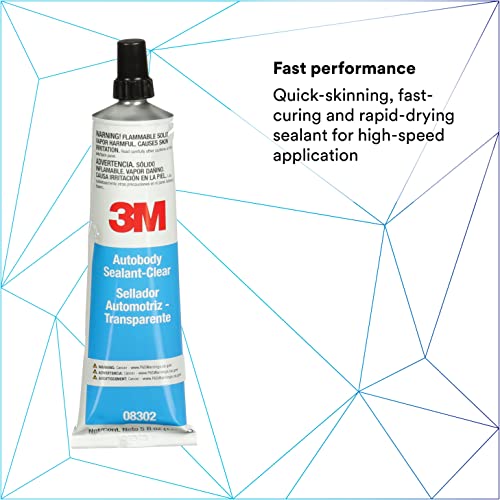 3M Ultrapro Autobody Sealant, 08302, Clear Color, High-Solids, Heavy-Bodied, Fast-Curing, Solvent-Based, 5 oz Tube - Image 2
