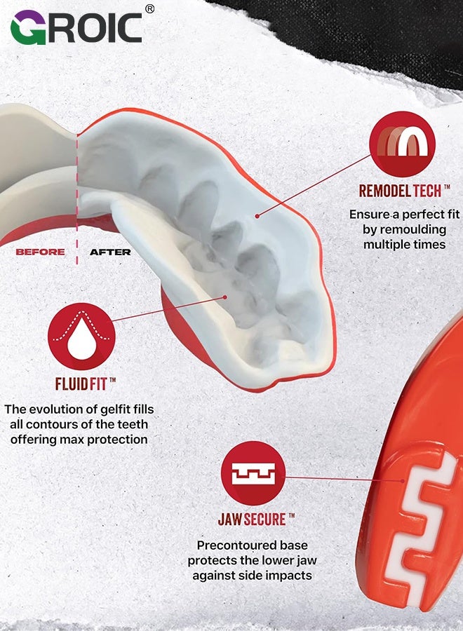 GROIC Sports Mouthguards,EVA Mouthguards,Mouthguard for Braces,Mouthguard Slim Fit,Mouth Guard with Case for Boxing, Basketball, Lacrosse, Football, MMA (Red) - Image 2