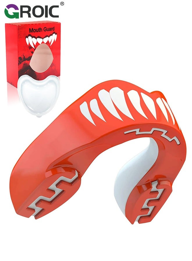GROIC Sports Mouthguards,EVA Mouthguards,Mouthguard for Braces,Mouthguard Slim Fit,Mouth Guard with Case for Boxing, Basketball, Lacrosse, Football, MMA (Red) - Image 1