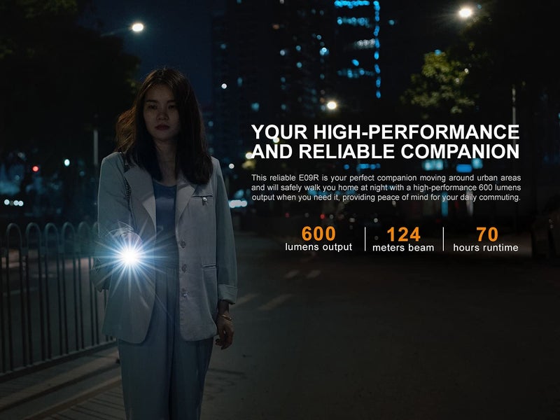 Fenix E09R EDC Flashlight, 600 Lumen USB-C Rechargeable, with Organizer - Image 4