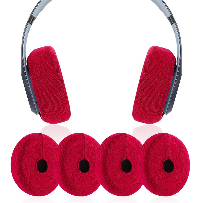 JARMOR Earpads Sweater Cover Protectors with Stretchable Knit Fabric for Beats Studio 3/2 Bose QC35 25 15 Headphones and Other Headsets with 3-4 Inch Ear Cushions [ 2 Pairs ] (Red) - Image 1