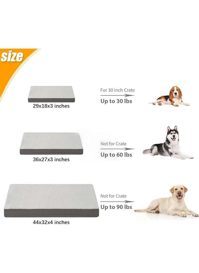 L&E - Dog Bed for Large Dogs - Big Orthopedic Crate Bed Plush Dog Bed with Egg Crate Foam Pet Bed Mat, Removable Washable Cover, Suitable for Dogs Up to (Gray, M:76 * 51 * 7.5CM) - Image 1