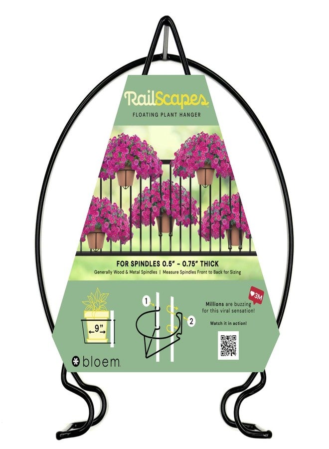 Bloem Railscapes Bloem 0.5-0.75" - 1 Pack - Floating Railing Planter Holder - Tool-Free Installation, Up to 10" Planter, Gardening & Plants, 15lb Capacity - Image 1