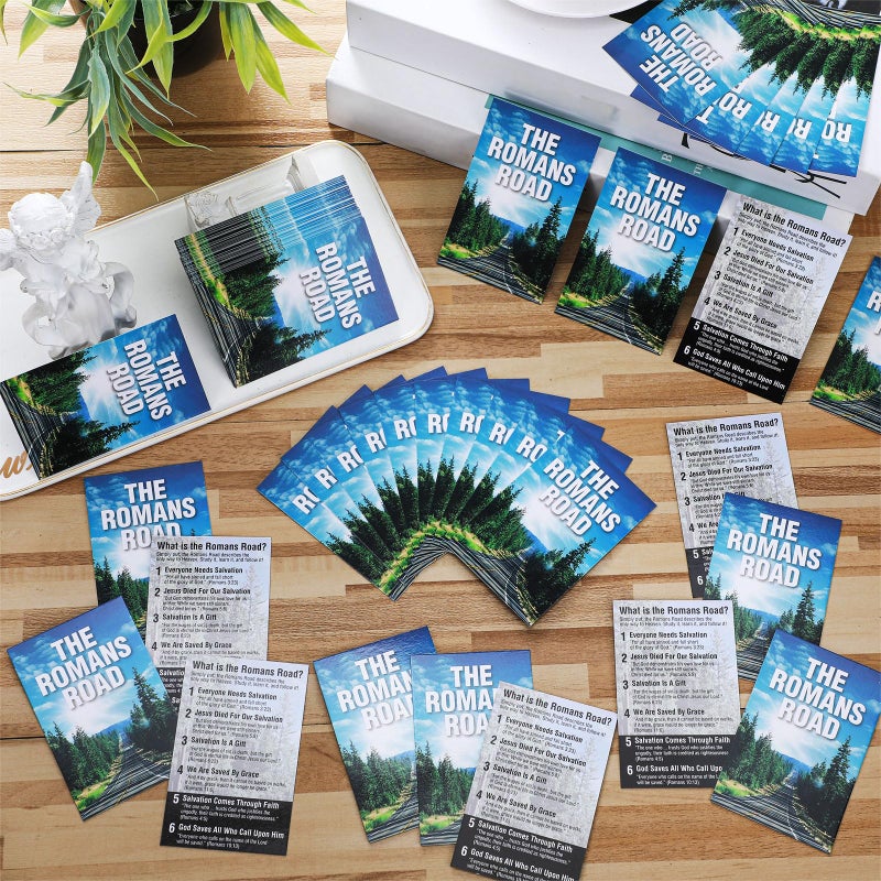 Noveread 200 Pcs Gospel Tract Card Salvation Cards Pocket Holy Postcard Prayer Postcards Christian Inspirational Bible Verses Bookmark for Christian Gift(the Romans Road) - Image 3