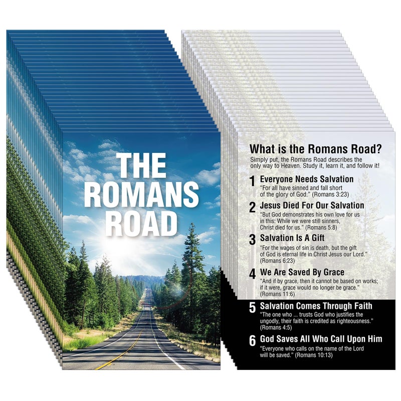 Noveread 200 Pcs Gospel Tract Card Salvation Cards Pocket Holy Postcard Prayer Postcards Christian Inspirational Bible Verses Bookmark for Christian Gift(the Romans Road) - Image 1
