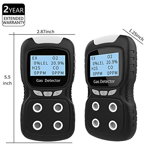 XLA Alert Portable Gas Detector, Gas Clip 4 Gas Monitor Meter Tester Analyzer, Rechargeable LCD Display Sound Light Shock Air Quality Tester, 2 Year Detector… - Image 3
