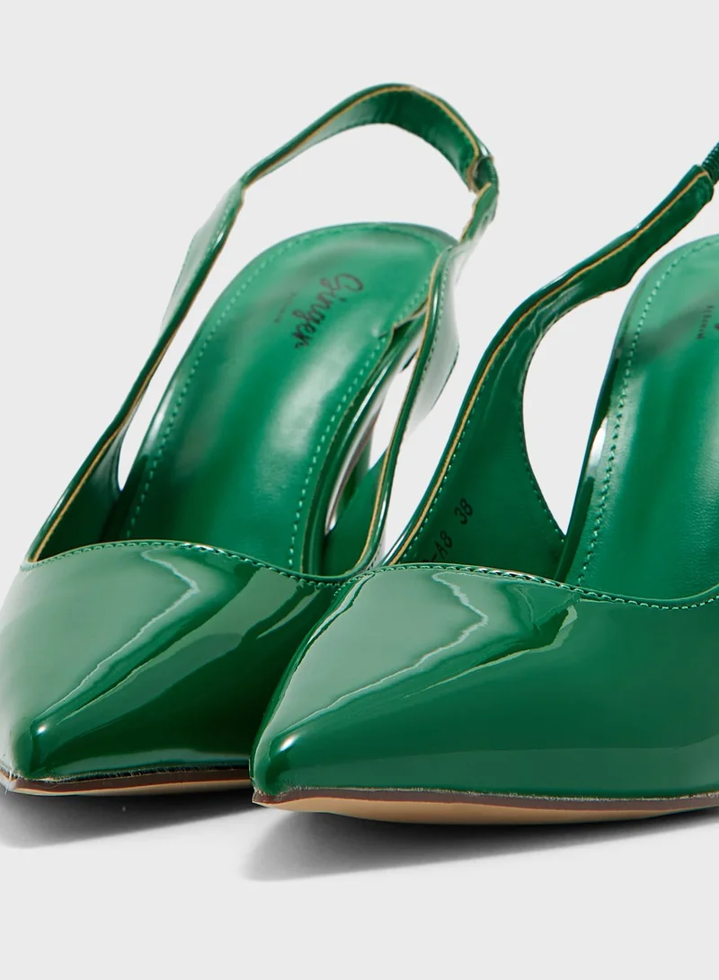 Ginger Patent Back Strap Pump
