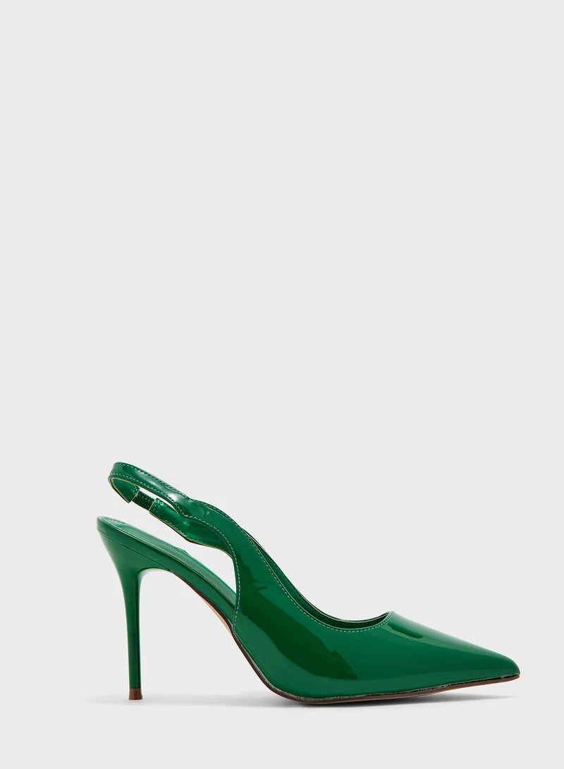 Ginger Patent Back Strap Pump