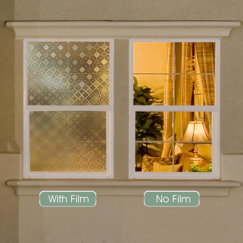 STATINT WINDOW FILMS STATINT Frosted Glassy Petals 3D Begonia Window Privacy Film Decorative Non Adhesive Static Electricity Sun Blocking Flowering for Bathroom and Homeï¼Œ17.5 Inch X 6.5 Feet - Image 4