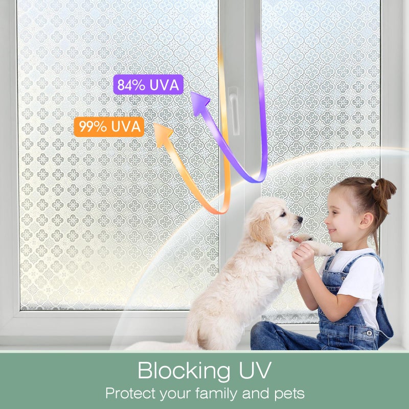STATINT WINDOW FILMS STATINT Frosted Glassy Petals 3D Begonia Window Privacy Film Decorative Non Adhesive Static Electricity Sun Blocking Flowering for Bathroom and Homeï¼Œ17.5 Inch X 6.5 Feet - Image 2