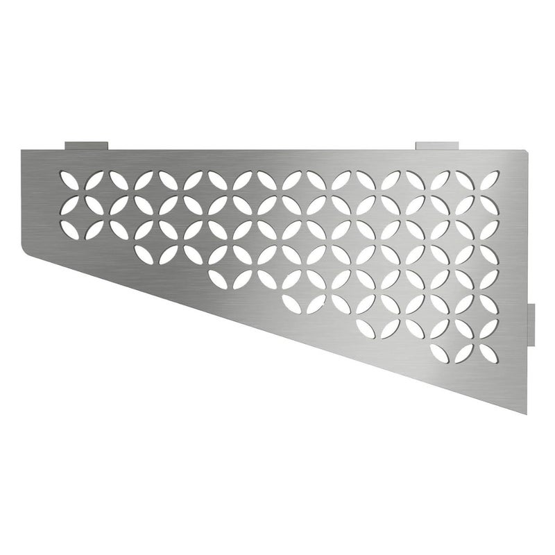 Schluter Schluter Quadrilateral Corner Shelf for Tiled Walls  Floral Design Stainless Steel Material Brushed Stainless Steel Finish 332 Thick Anchoring Tabs  SES3D5EB 