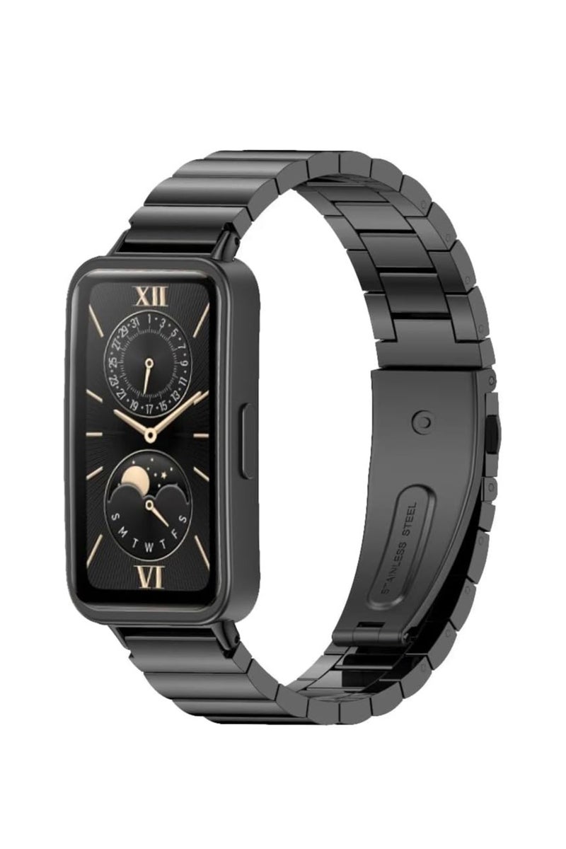Metal Strap Compatible with HUAWEI Band 9 / HUAWEI Band 8 / Stainless Steel Replacement Band with Folding Clasp, Adjustable Replacement Bracelet Wristband