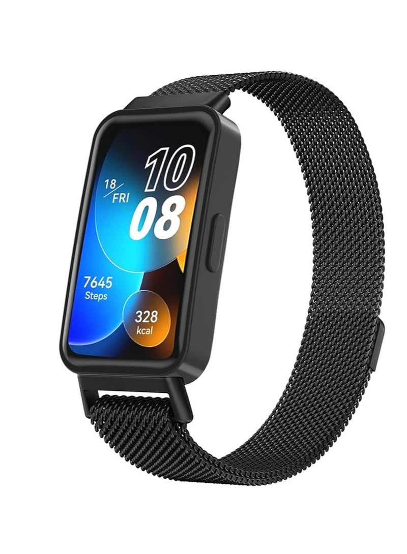Metal Strap Compatible with HUAWEI Band 9 / HUAWEI Band 8 / Stainless Steel Replacement Band with Folding Clasp, Adjustable Replacement Bracelet Wristband - Image 1