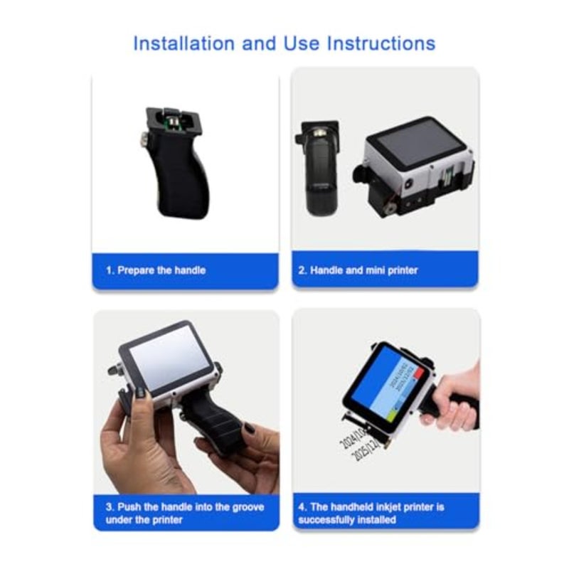 Handheld Printer, HD Touch Screen Inkjet Printing Machine for Barcode, Curved Surfaces, Wood, Plastic, Fabric with Full View Interface for Multilanguage Support - Image 3