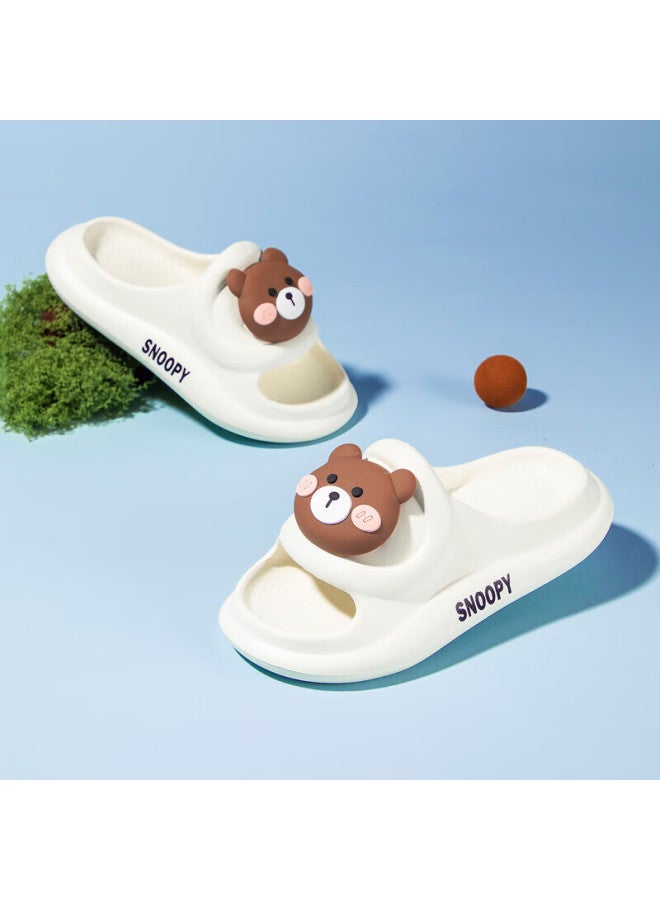 Snoopy Children's Slippers, Boys' Indoor Home Shoes, Girls' Cartoon Slide Sandals, 1204 White, Size 28 - Image 1
