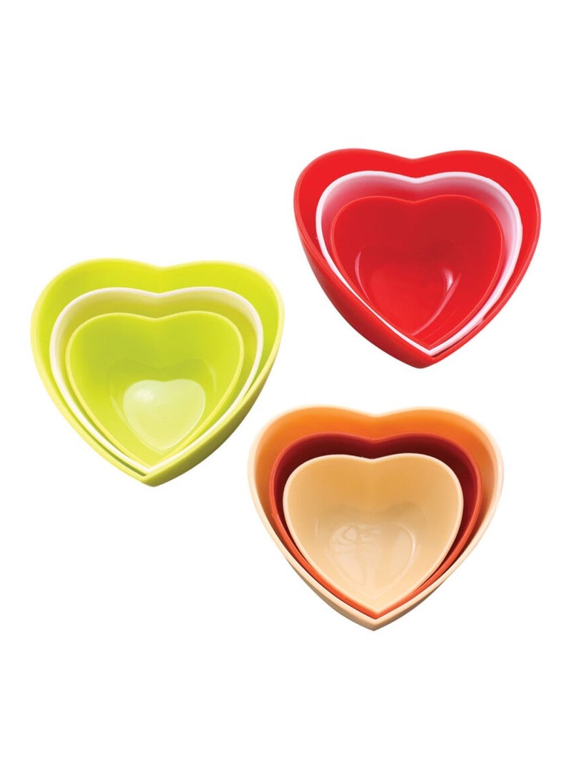 Lamsa Plast heart-shaped plastic bowl set for nuts, 6 pieces - 12 cm, multi-colour.14085 - Image 1