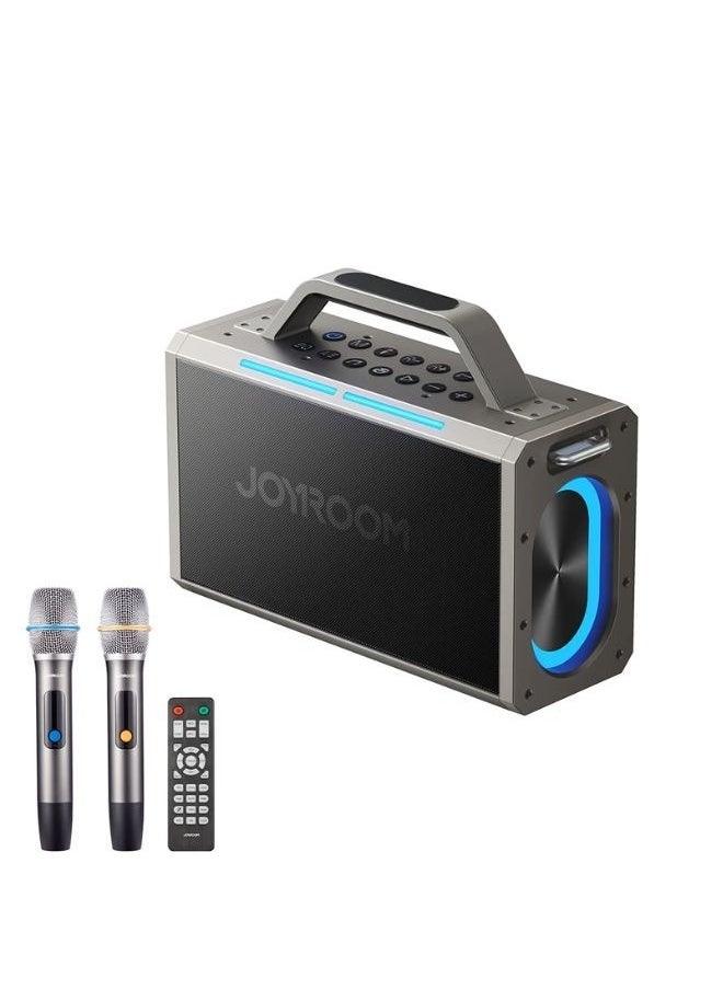 JOYROOM JR-MW03 Pies Series Party Double Microphone Bluetooth Speaker Emergency Battery with Bass/Treble and LED Light, Studio Subwoofer Support TWS, AUX, Type C , USB in, FM Etc.- Black - pzsku/Z9B09112B5499AA608402Z/45/_/1733379737/4d761741-996d-4d85-b1c2-27acd87cd7bf