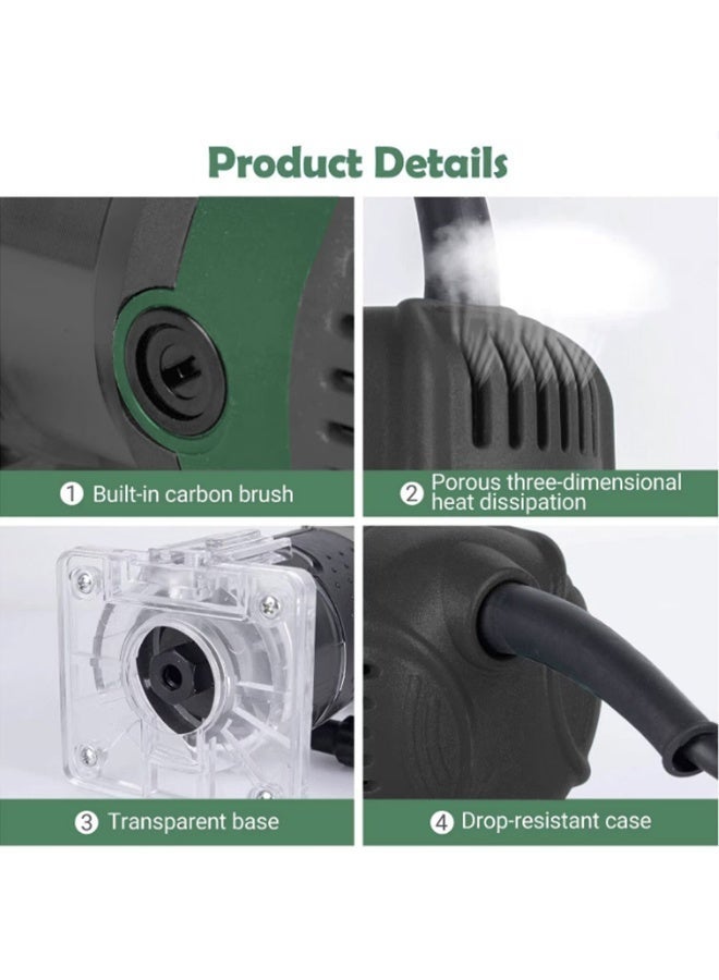 excitat 30000 RPM Woodworking Electric Trimmer, Trim router, 800W Wood Milling Engraving Slotting Machine, Hand Carving Router Machine, Electric Trimmer Machine, Utility Tools,15Pcs Router Bits Set, Black - Image 5