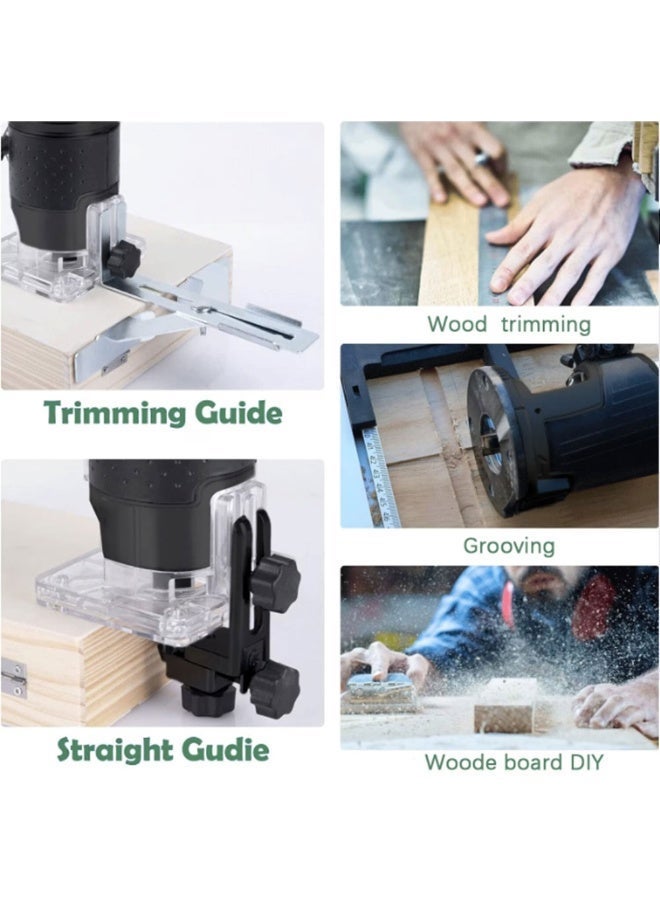 excitat 30000 RPM Woodworking Electric Trimmer, Trim router, 800W Wood Milling Engraving Slotting Machine, Hand Carving Router Machine, Electric Trimmer Machine, Utility Tools,15Pcs Router Bits Set, Black - Image 4